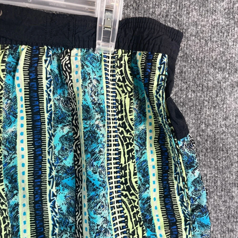 VTG Speedo Swim Trunks Mens Large Blue Geometric‎ Spell Out 90s Surf Beach Retro